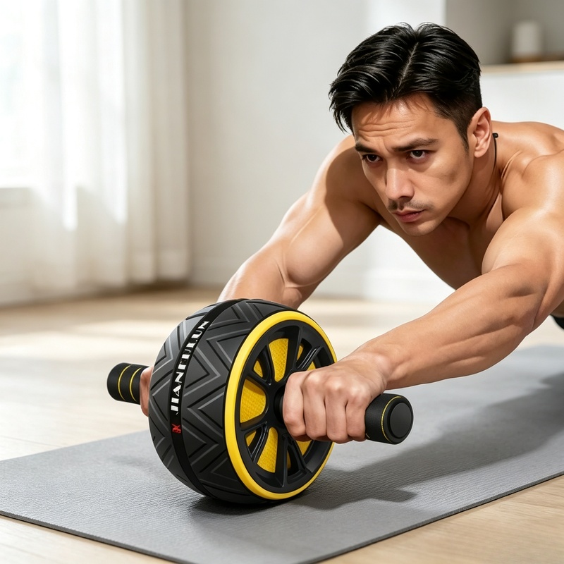 Home Gym Necessities - Kaymaz Tutuşlu Karın Kası Tekerleği, Dayanıklı