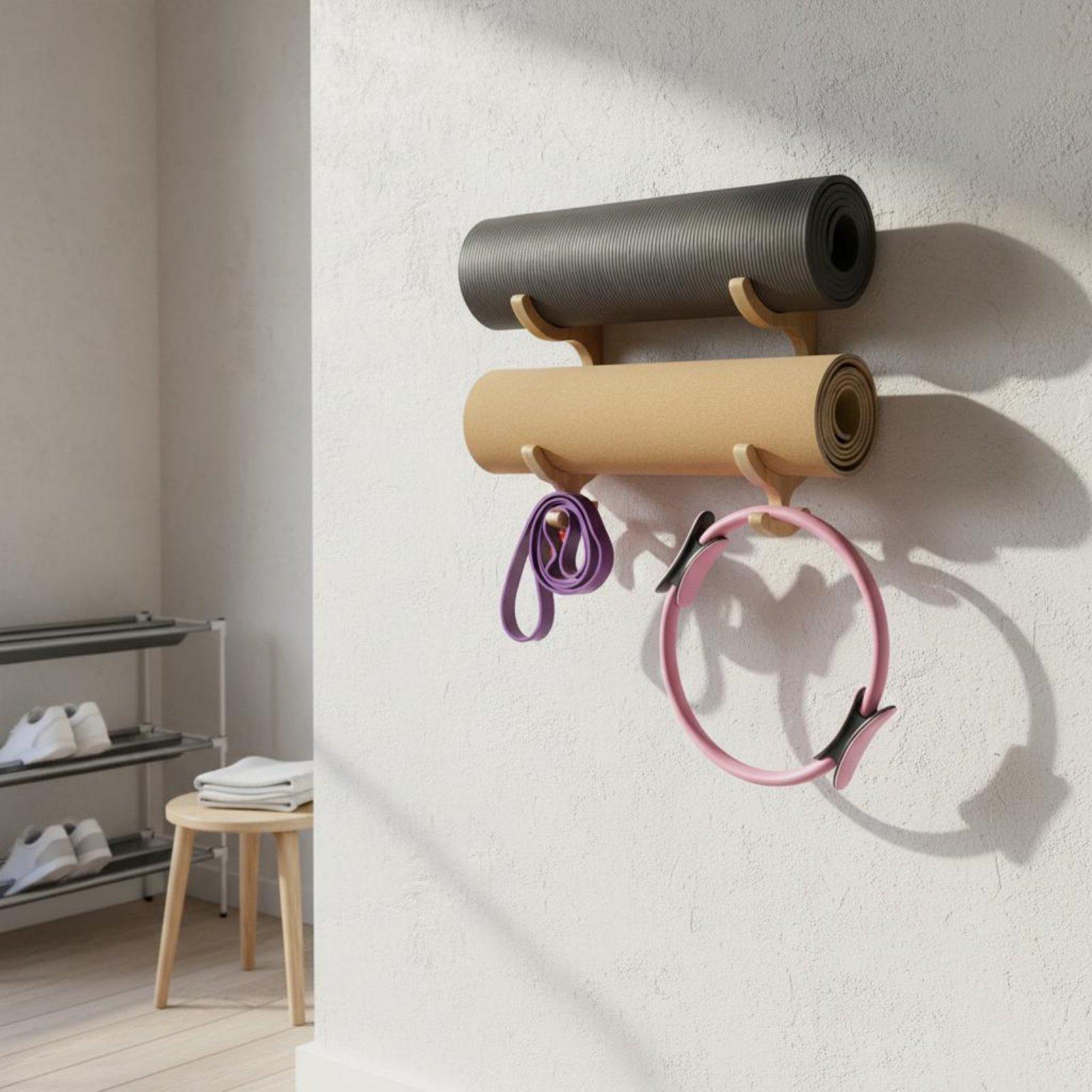 Home Gym Yoga Storage - Ahşap Yoga Minderi Saklama Rafı Duvara